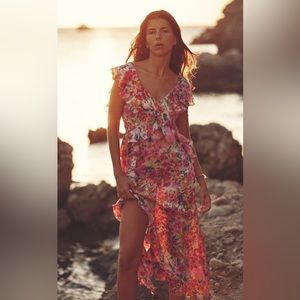 ZARA Floral Ruffled Midi Dress